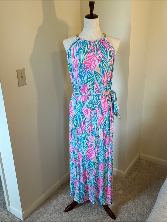Lilly Pulitzer Dresses & Skirts - NWT SZ 8 Lilly Pullitzer Tropical Halter Maxi Dress in Pink, Teal & White